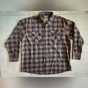 DIXXON Flannel Co. The Chachi Plaid Shirt 4X Brown Black D-Tech Button Down